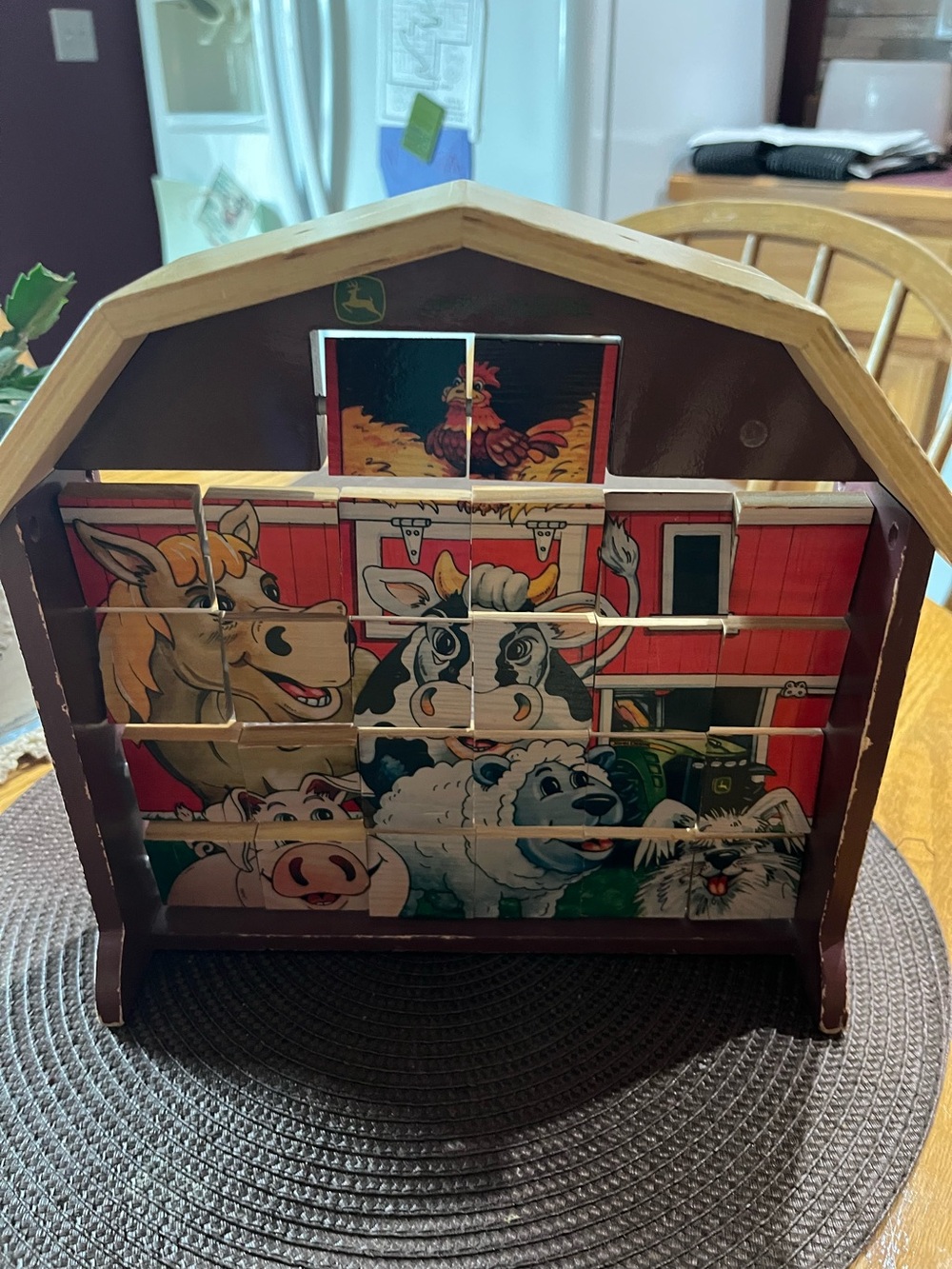 Vintage John Deere Wooden Farm Animal/Alphabet Puzzle House